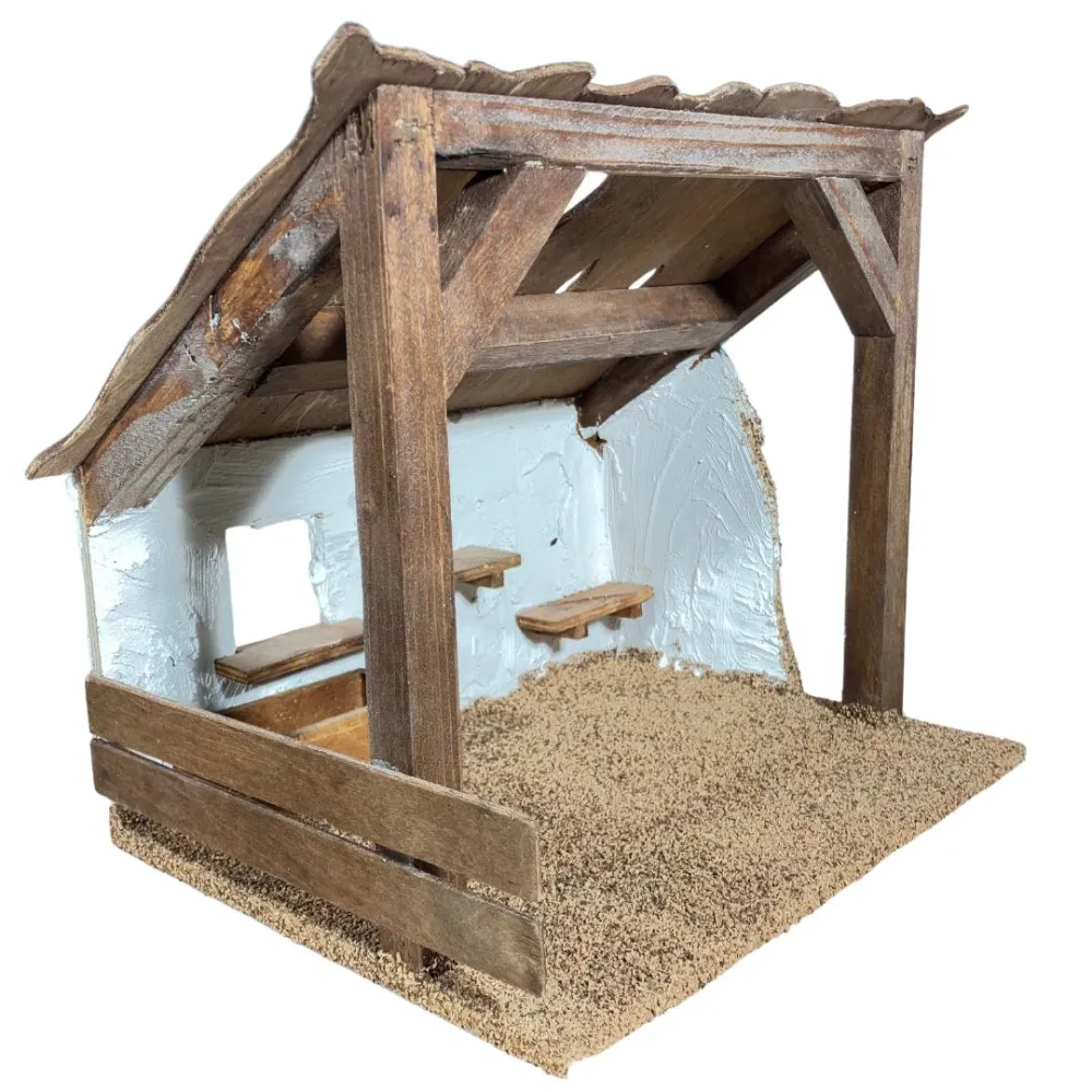 Wooden Setting for the Nativity or Stable for 10 cm Nativity Figures