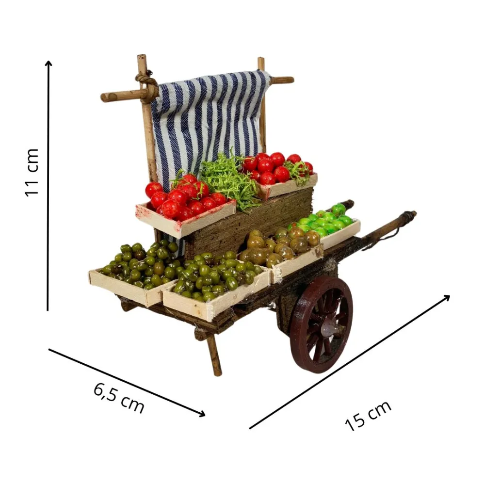 Wooden Cart with Fruit and Vegetables for 8–10 cm Nativity Figures