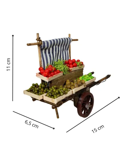 Carretto contadino con frutta e ortaggi per statue da 8-10 cm