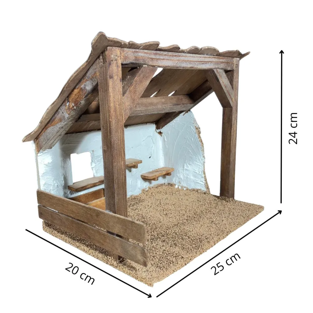 Wooden Setting for the Nativity or Stable for 10 cm Nativity Figures