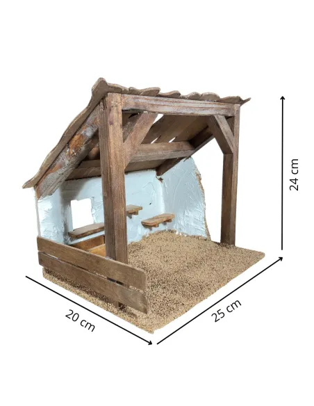 Ambientazione per natività o stalla in legno per statue da 10 cm