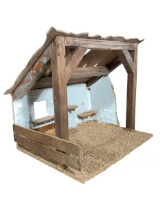 Ambientazione per natività o stalla in legno per statue da 20 cm