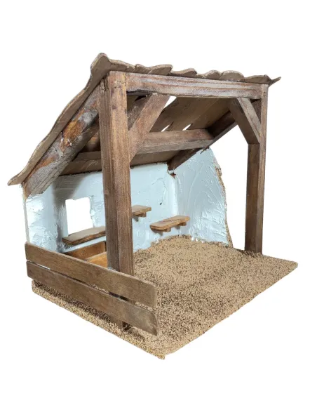 Ambientazione per natività o stalla in legno per statue da 20 cm
