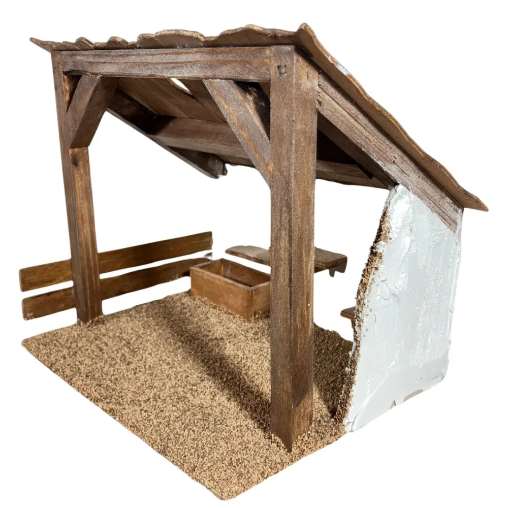 Wooden Setting for the Nativity or Stable for 20 cm Nativity Figures