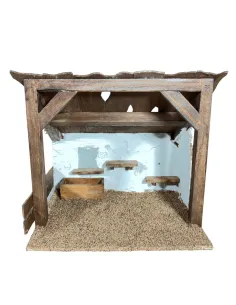 Ambientazione per natività o stalla in legno per statue da 30 cm 2