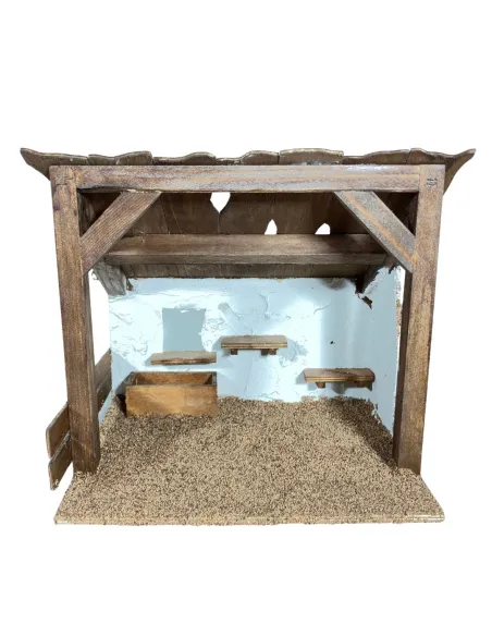 Ambientazione per natività o stalla in legno per statue da 30 cm