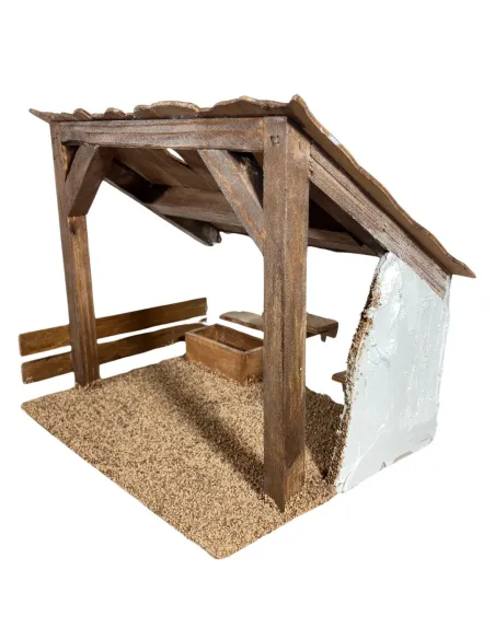 Ambientazione per natività o stalla in legno per statue da 30 cm