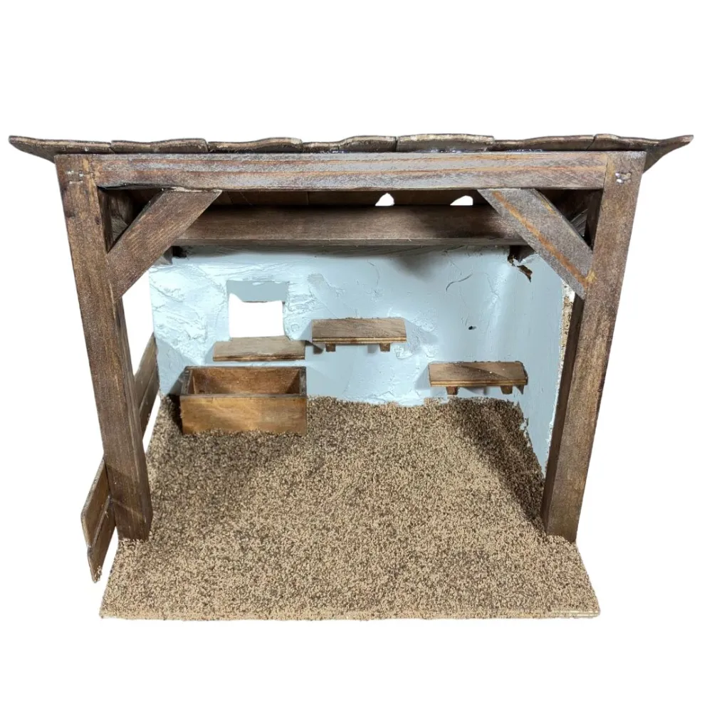Wooden Setting for the Nativity or Stable for 30 cm Nativity Figures