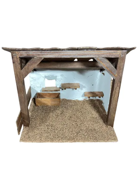 Ambientazione per natività o stalla in legno per statue da 30 cm