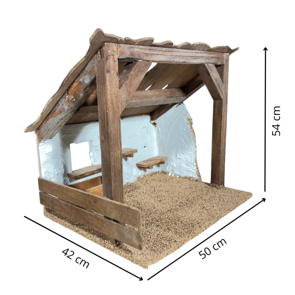 Wooden Setting for the Nativity or Stable for 30 cm Nativity Figures