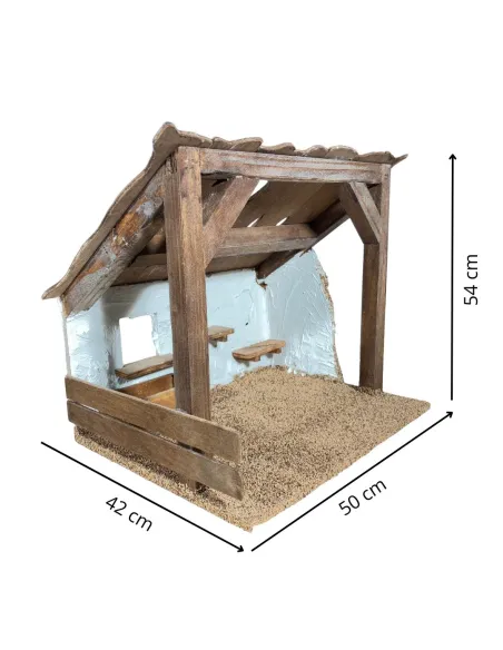 Ambientazione per natività o stalla in legno per statue da 30 cm