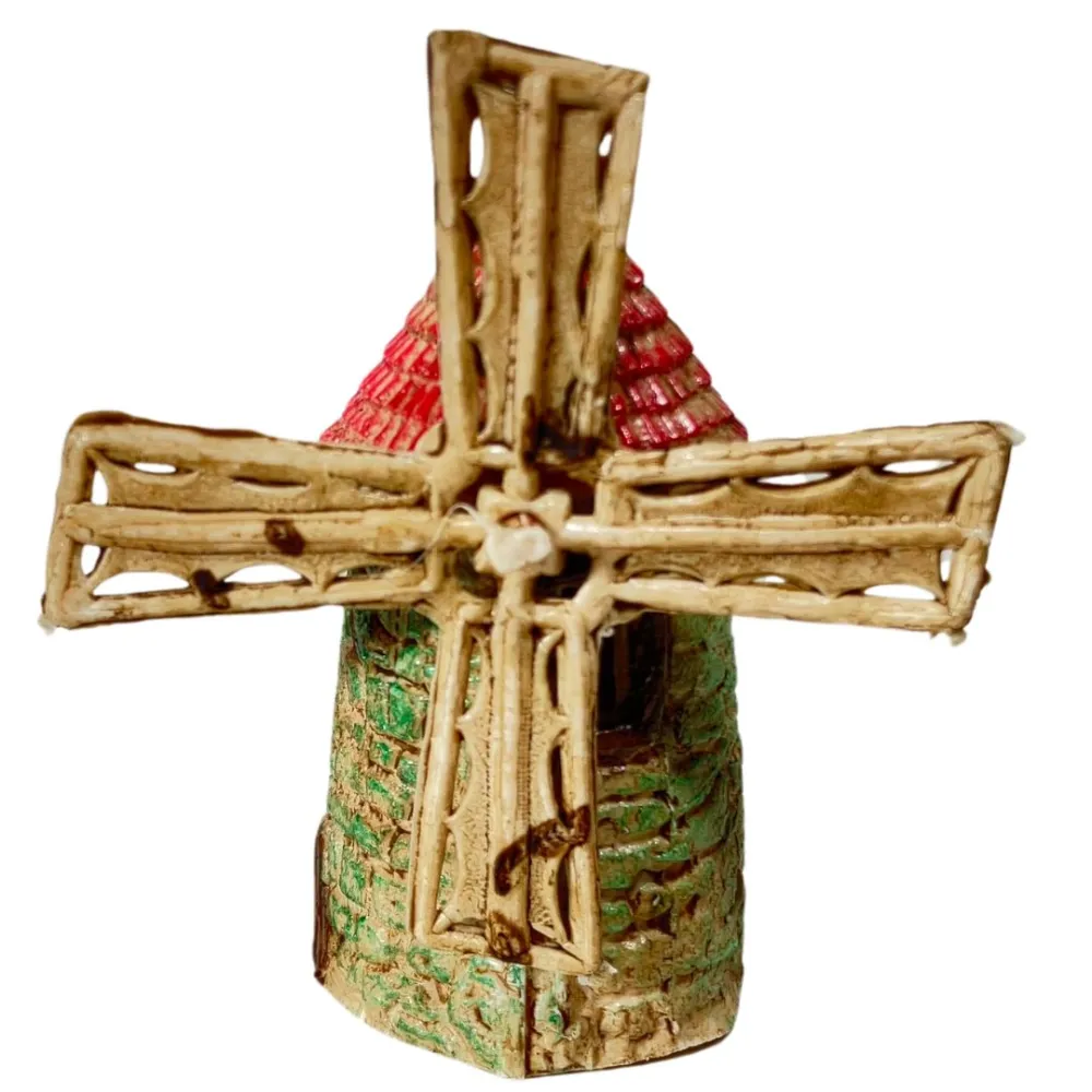 Set of Five Miniature Nativity Accessories: Well, House, Windmill and Bridge