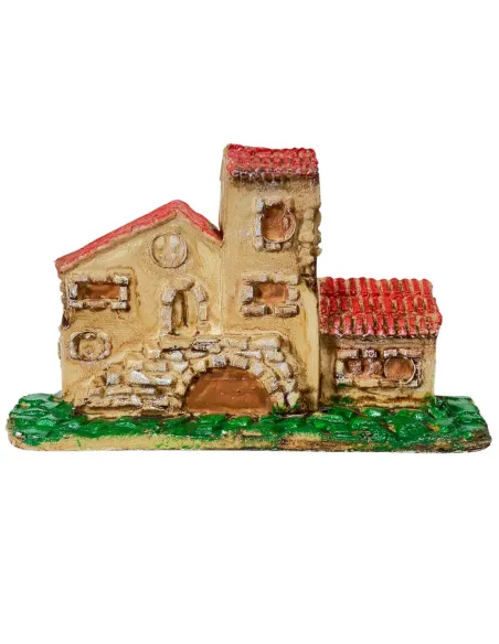 Set of Five Miniature Nativity Accessories: Well, House, Windmill and Bridge