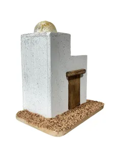 Casa palestinese in legno con terrazza per statue da 4-5 cm 2