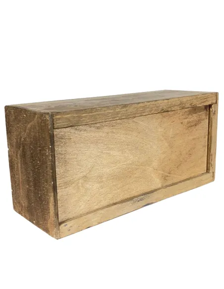 Presepe su cassetta vino con luci e fuoco con statue da 3,5 cm