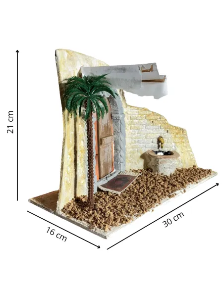Ambientazione orientale con fontana funzionante per statue da 10-12 cm
