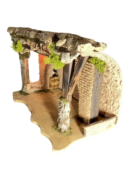 Cork and Wooden Setting with 220 V Light for 10–12 cm Nativity Figures