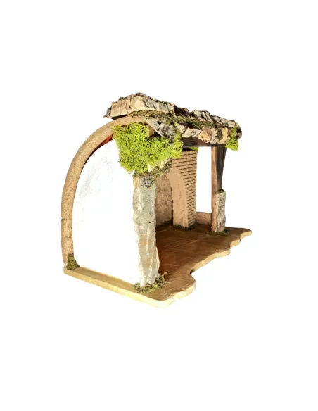 Cork and Wooden Setting with 220 V Light for 10–12 cm Nativity Figures