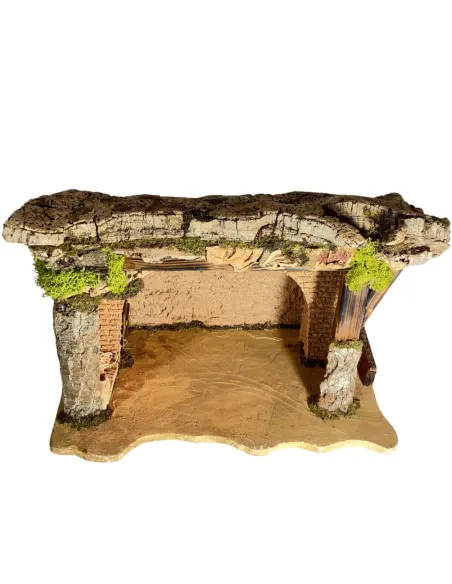Cork and Wooden Setting with 220 V Light for 10–12 cm Nativity Figures