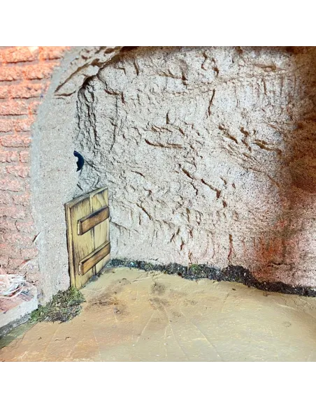 Ambientazione in sughero e legno completa di luce 220 volt per statue da 10-12 cm