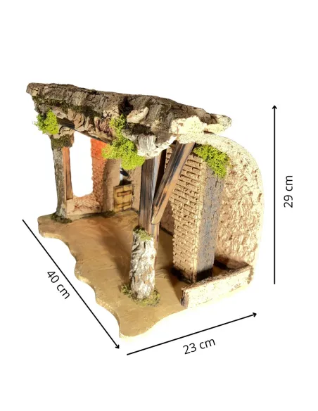 Cork and Wooden Setting with 220 V Light for 10–12 cm Nativity Figures