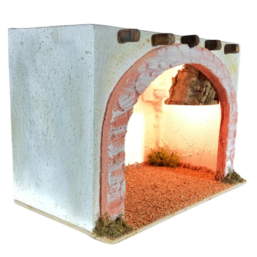 Palestinian Arched Setting with Light for 8–10 cm Nativity Figures