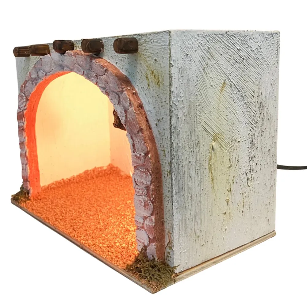 Palestinian Arched Setting with Light for 8–10 cm Nativity Figures