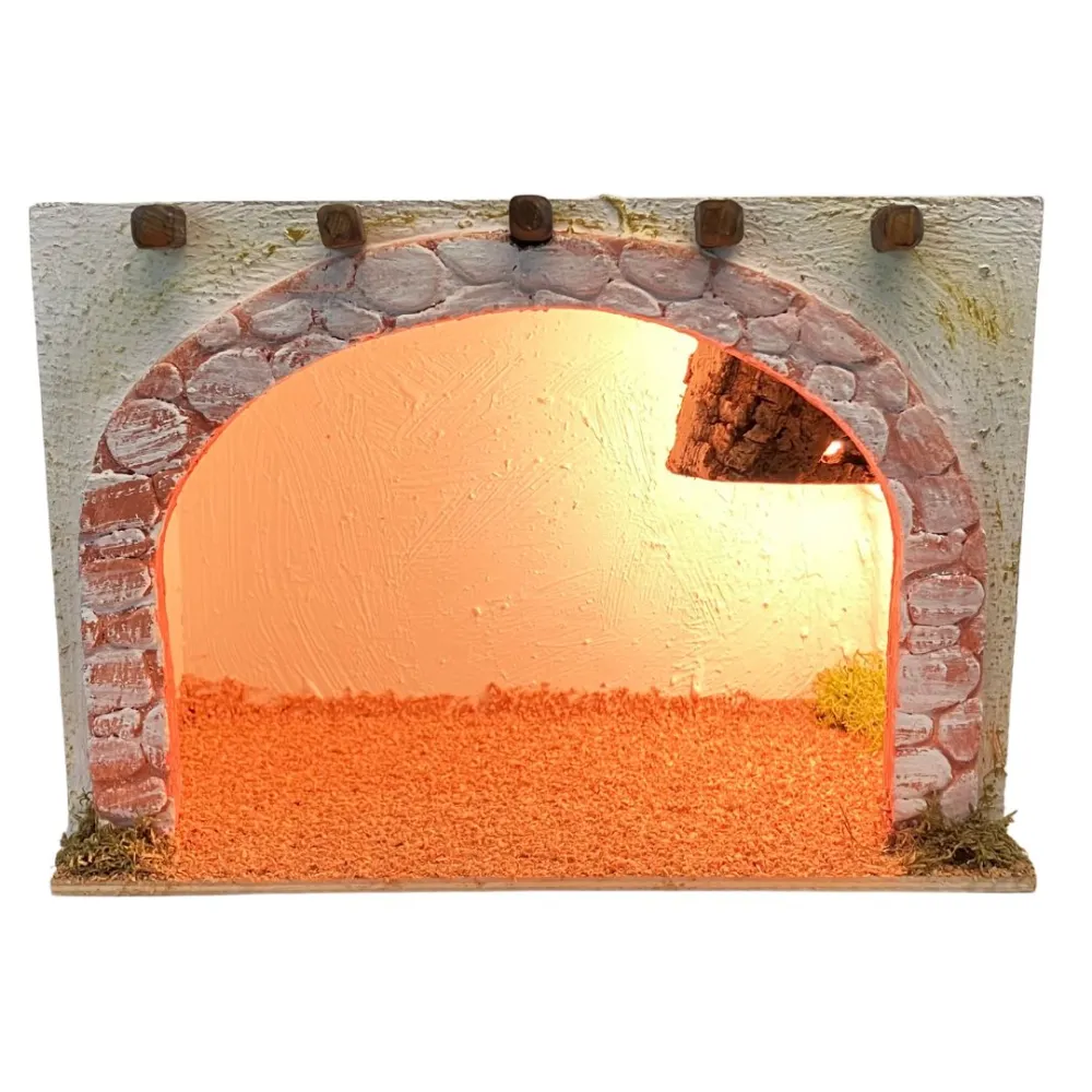 Palestinian Arched Setting with Light for 8–10 cm Nativity Figures