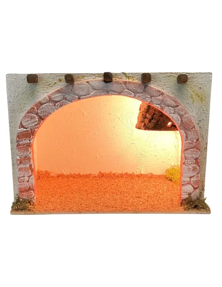Palestinian Arched Setting with Light for 8–10 cm Nativity Figures