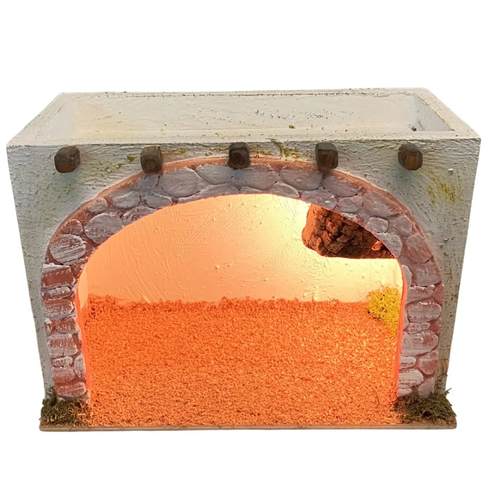 Palestinian Arched Setting with Light for 8–10 cm Nativity Figures
