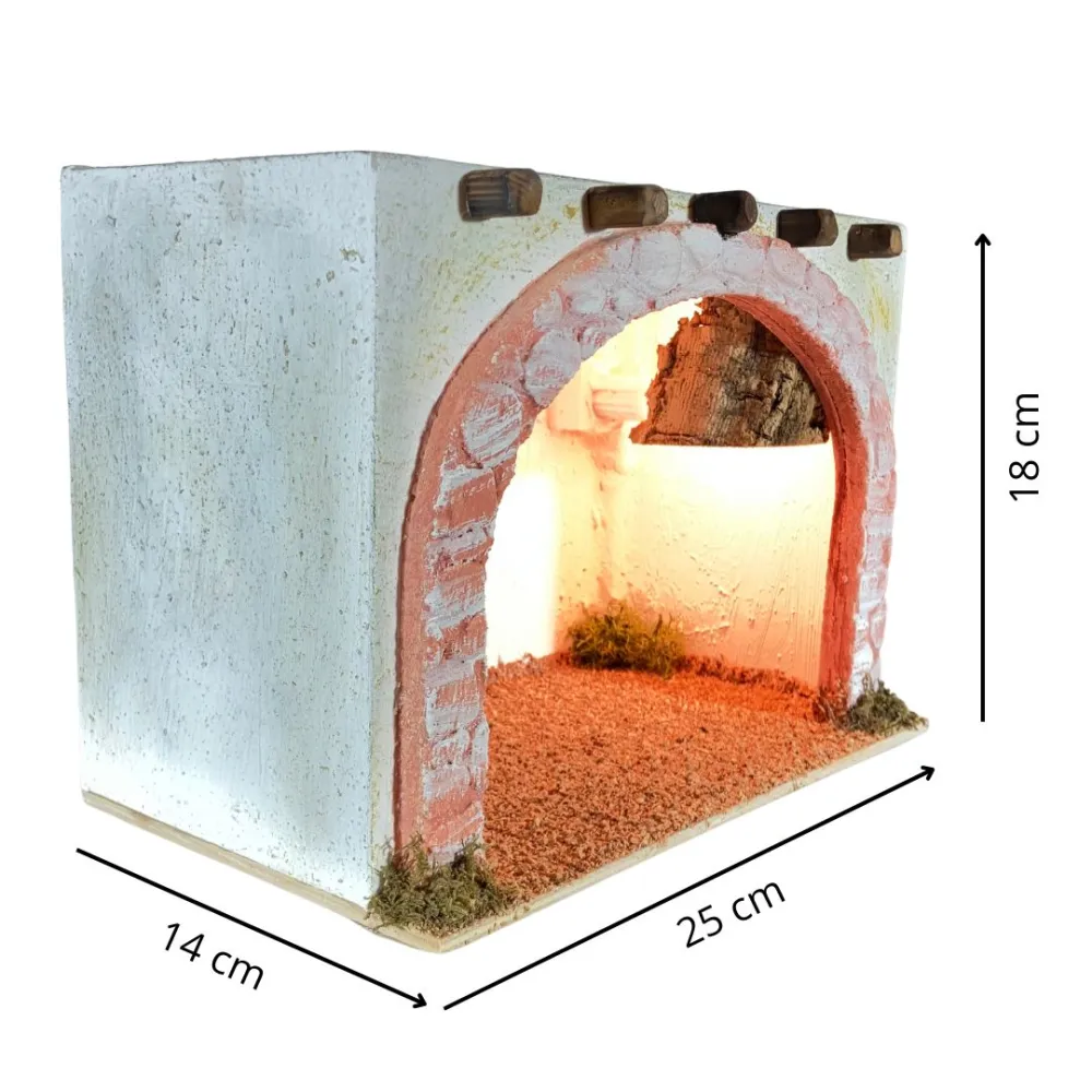 Palestinian Arched Setting with Light for 8–10 cm Nativity Figures