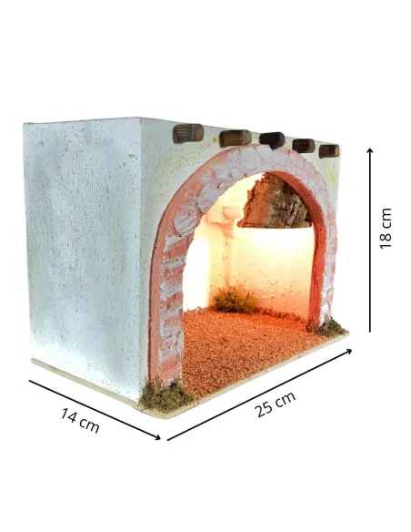 Palestinian Arched Setting with Light for 8–10 cm Nativity Figures