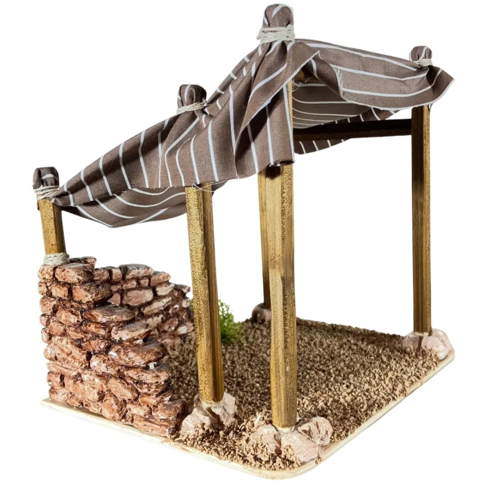 Palestinian Fabric and Plaster Tent for 8–10 cm Nativity Figures