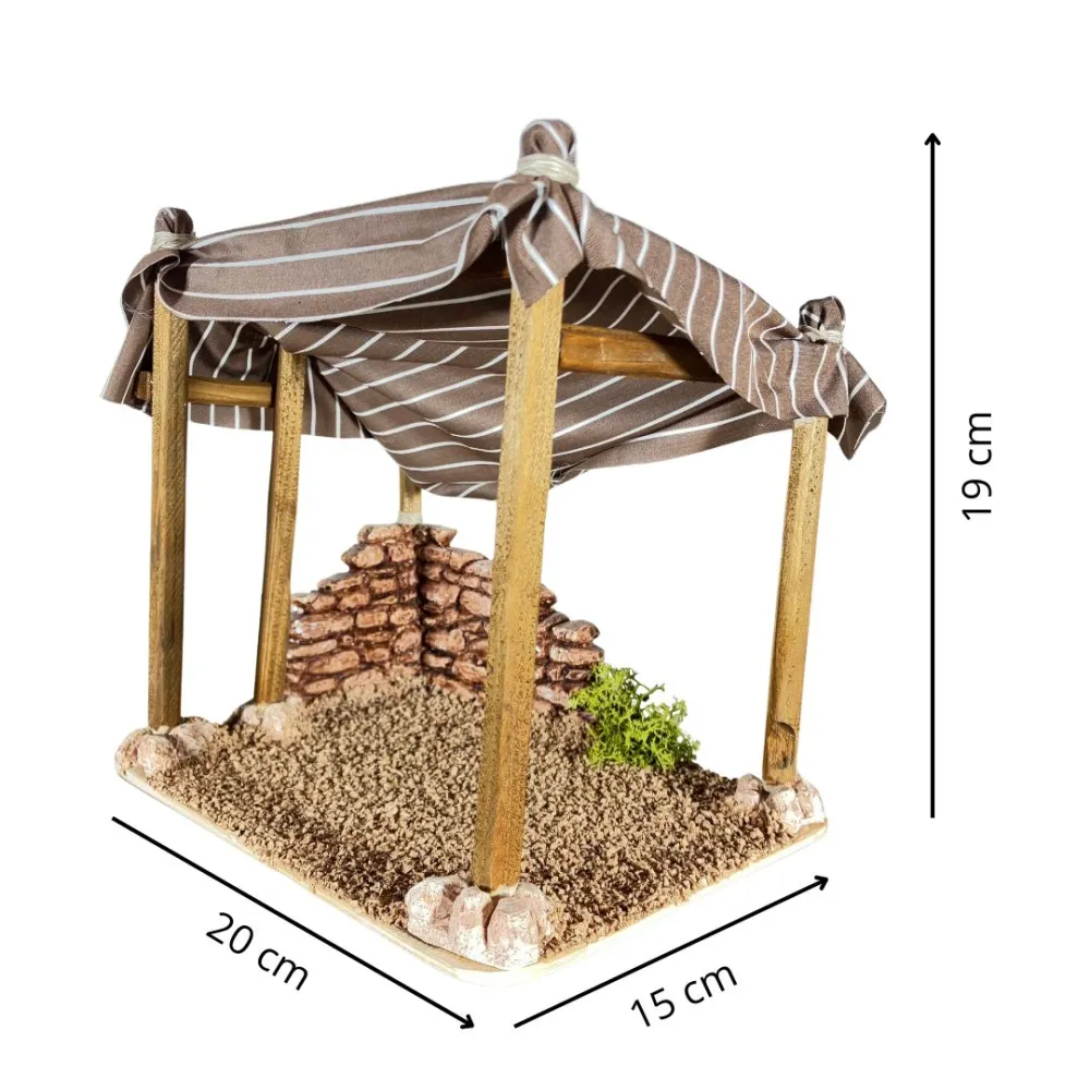 Palestinian Fabric and Plaster Tent for 8–10 cm Nativity Figures