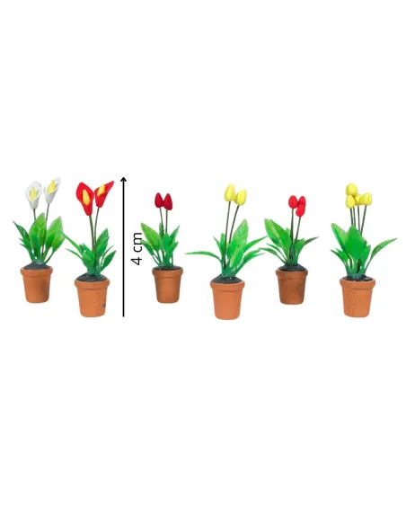 Set of 6 flower vases for 20 cm Nativity figures