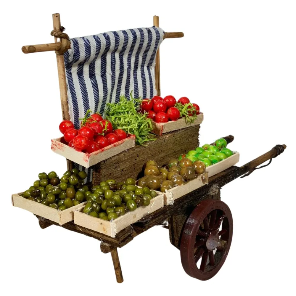 Wooden Cart with Fruit and Vegetables for 8–10 cm Nativity Figures