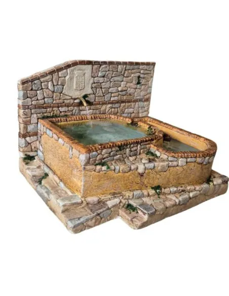 Double-basin resin fountain for 12–15 cm Nativity figures