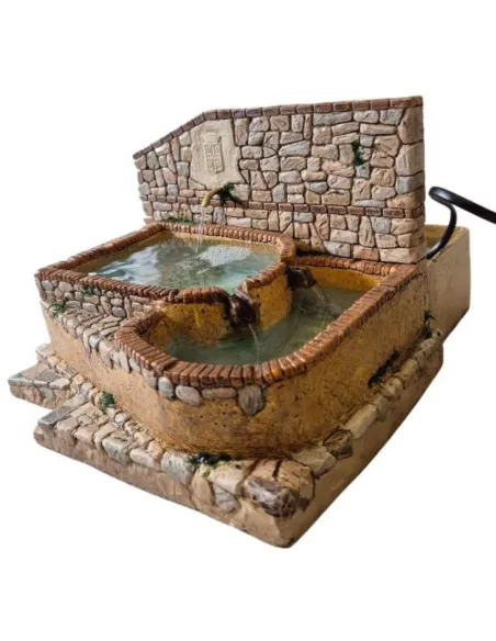 Fontana a doppia vasca in resina per statue da 12-15 cm