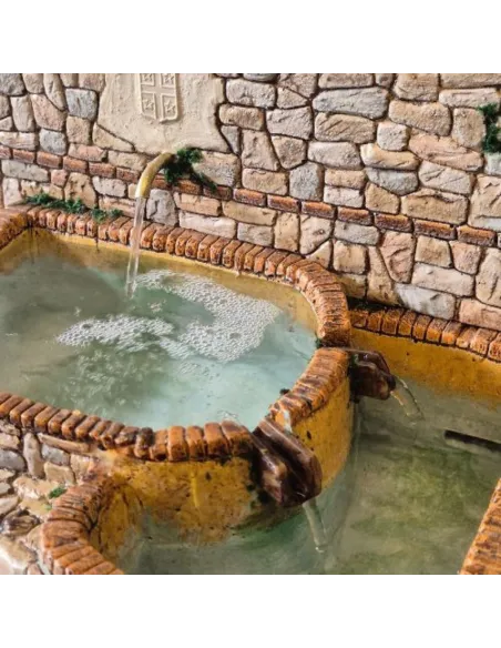 Double-basin resin fountain for 12–15 cm Nativity figures