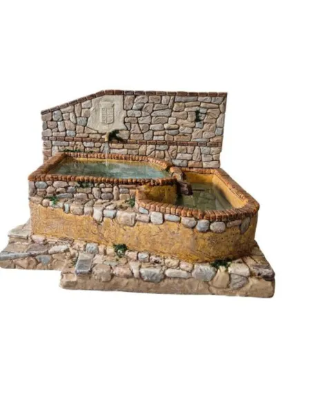 Double-basin resin fountain for 12–15 cm Nativity figures