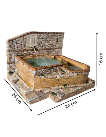 Double-basin resin fountain for 12–15 cm Nativity figures