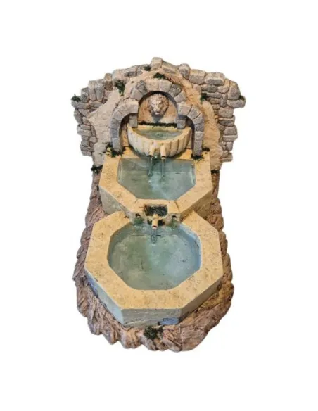 Fontana a tripla vasca esagonale in resina per statue da 12-15 cm