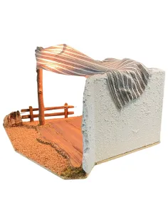 Wooden and Cork Shelter with 220 V Light for 10 cm Nativity Figures 2