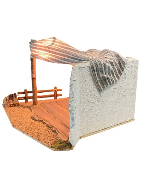 Wooden and Cork Shelter with 220 V Light for 10 cm Nativity Figures