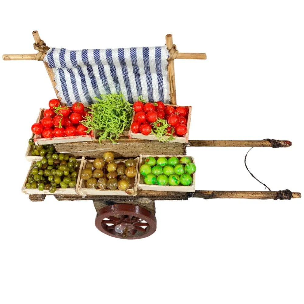 Wooden Cart with Fruit and Vegetables for 8–10 cm Nativity Figures