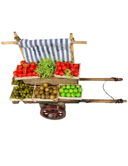 Carretto contadino con frutta e ortaggi per statue da 8-10 cm