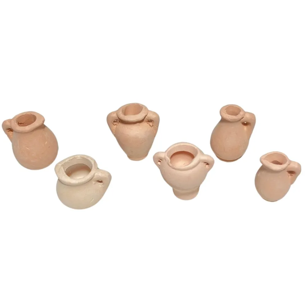 Set of 6 Terracotta Amphorae for 10–12 cm Nativity Figures