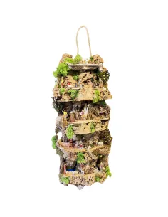 Wall-Hanging Nativity Scene on Cork Bark with Battery-Operated Lights and 6 cm Nativity Figures 2