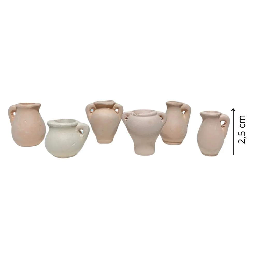 Set 6 anfore in terracotta per statue da 10-12 cm