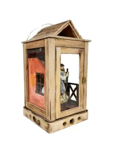 Natività su lanterna completa di luci 15 cm 2